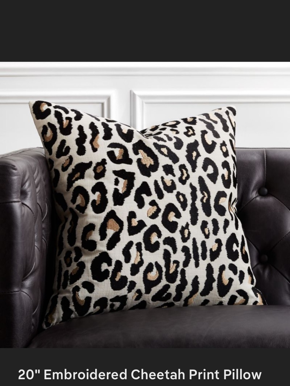 CB2 Cheetah Print Accent Pillow Cover in Black, Cream & Tan